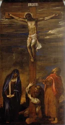 Christus aan het kruis met de Maagd, Sint Jan en Sint Dominicus